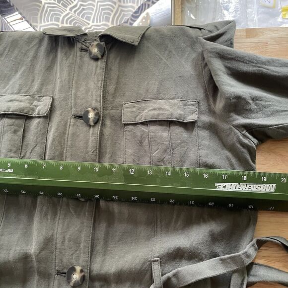 J Jill Jacket Linen Blend Belted Utility Cargo Button Up Waist Tie Womens XS - Picture 5 of 6